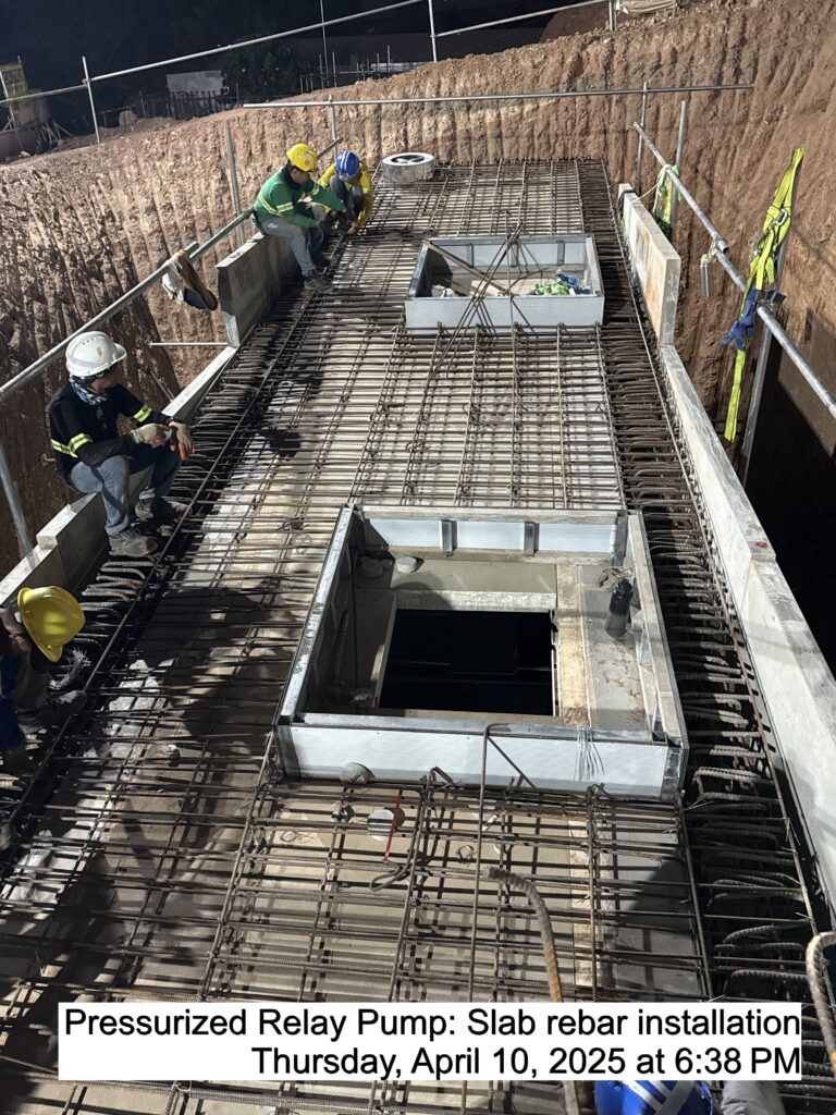 pressurized relay pump: slab rebar installation