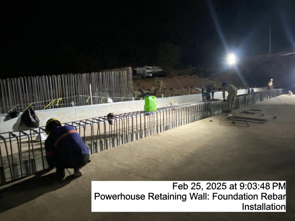 powerhouse retaining wall: foundation rebar installation