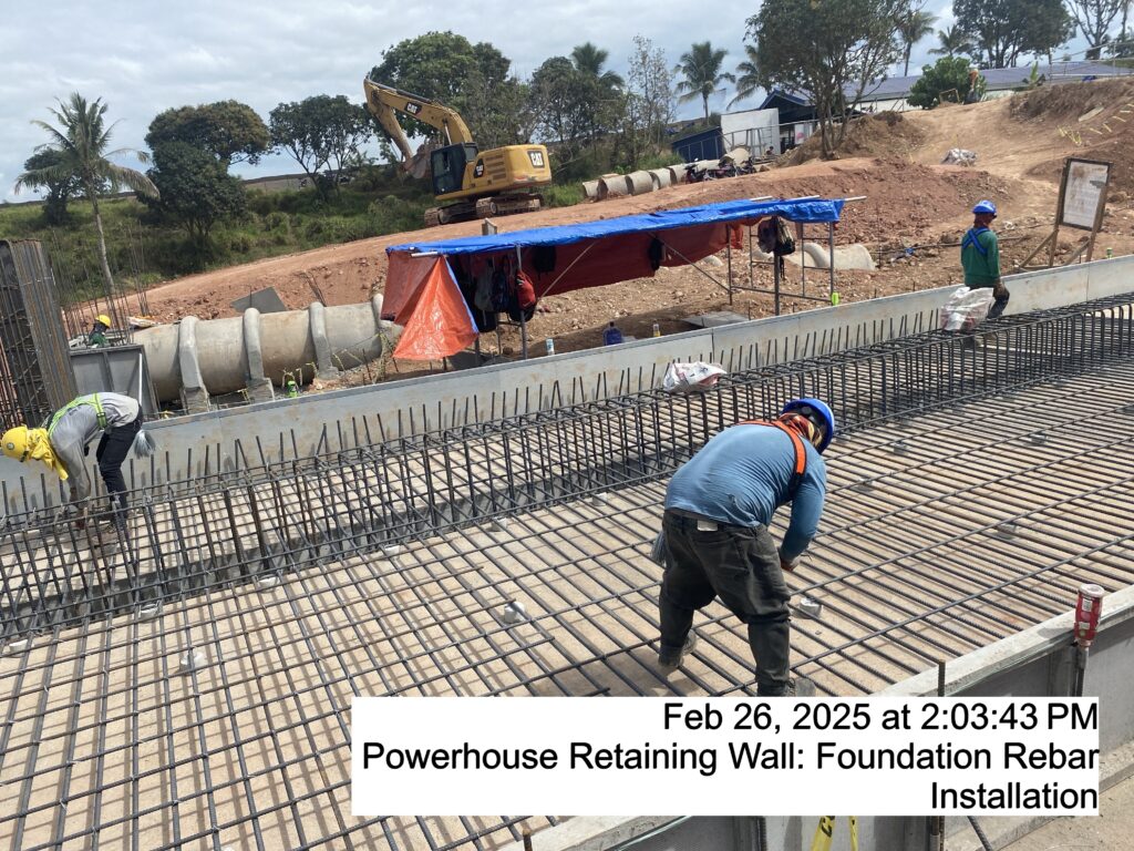 powerhouse retaining wall: foundation rebar installation