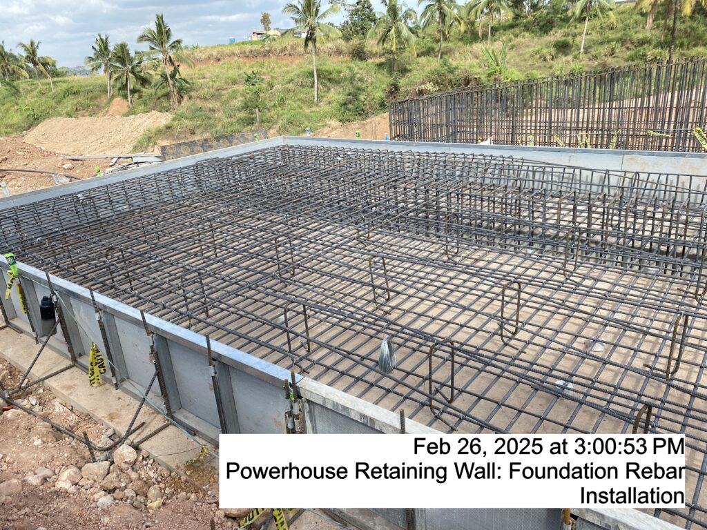 powerhouse retaining wall: foundation rebar installation