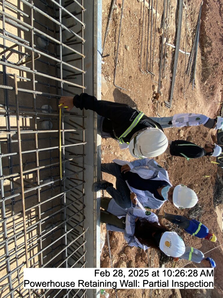 powerhouse retaining wall: partial inspection