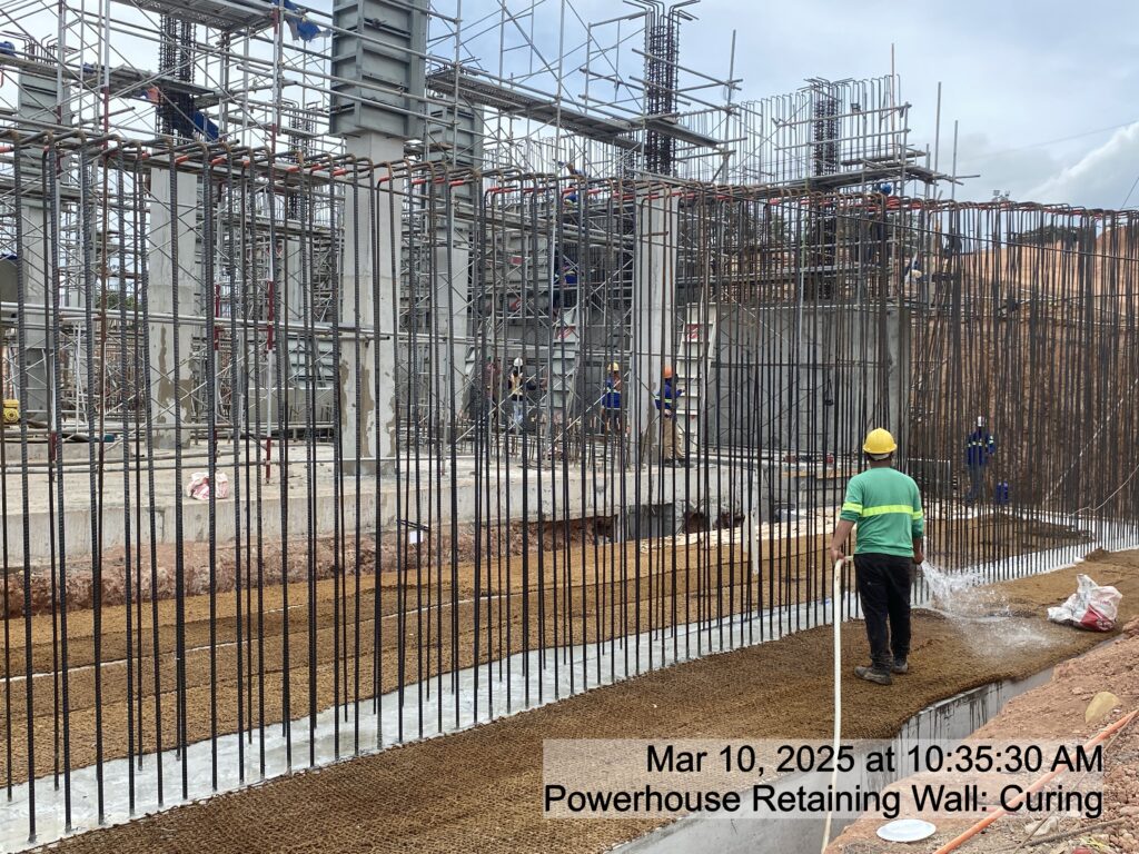 powerhouse retaining wall: curing