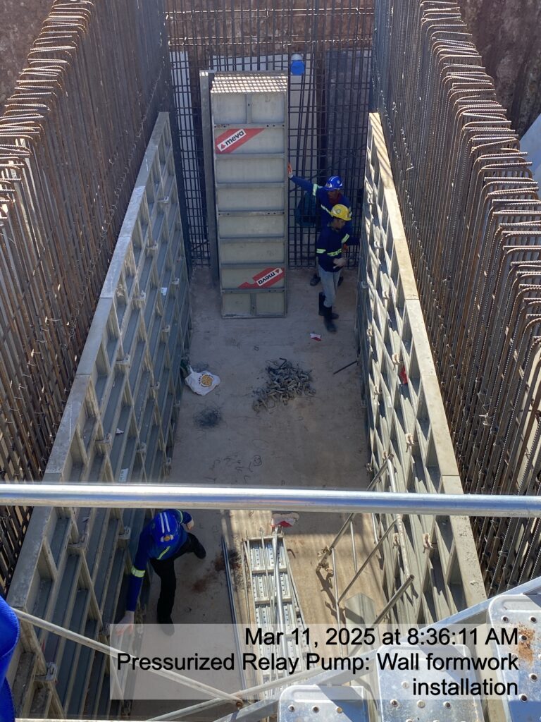 pressurized relay pump: wall formwork installation
