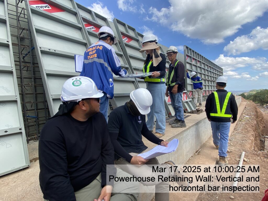 powerhouse retaining wall: vertical and horizontal bar inspection