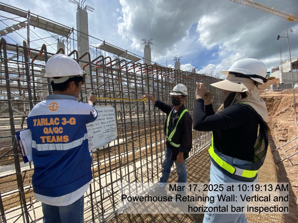 powerhouse retaining wall: vertical and horizontal bar inspection