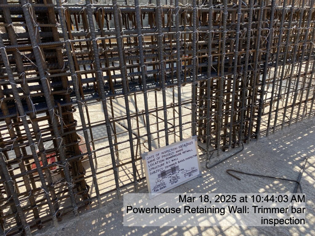 powerhouse retaining wall: trimmer bar inspection