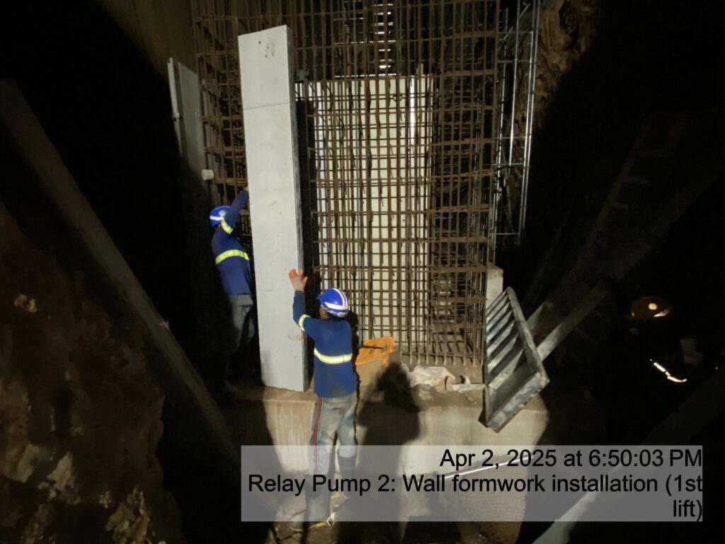 relay pump 2: wall formwork installation (1st lift)