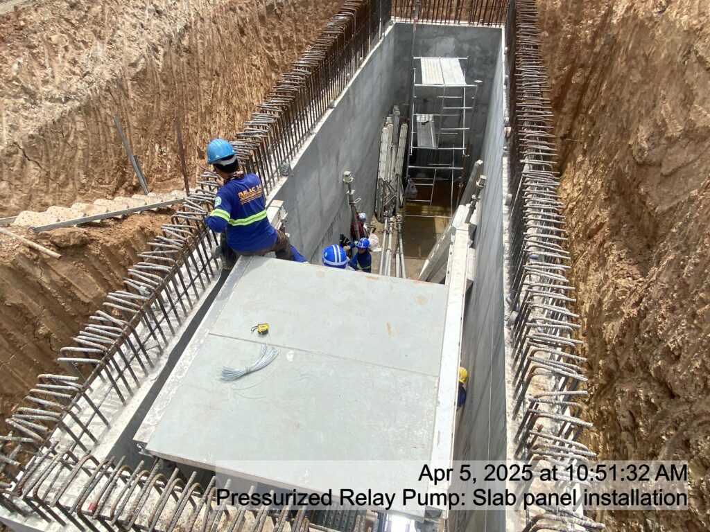 pressurized relay pump: slab panel installation