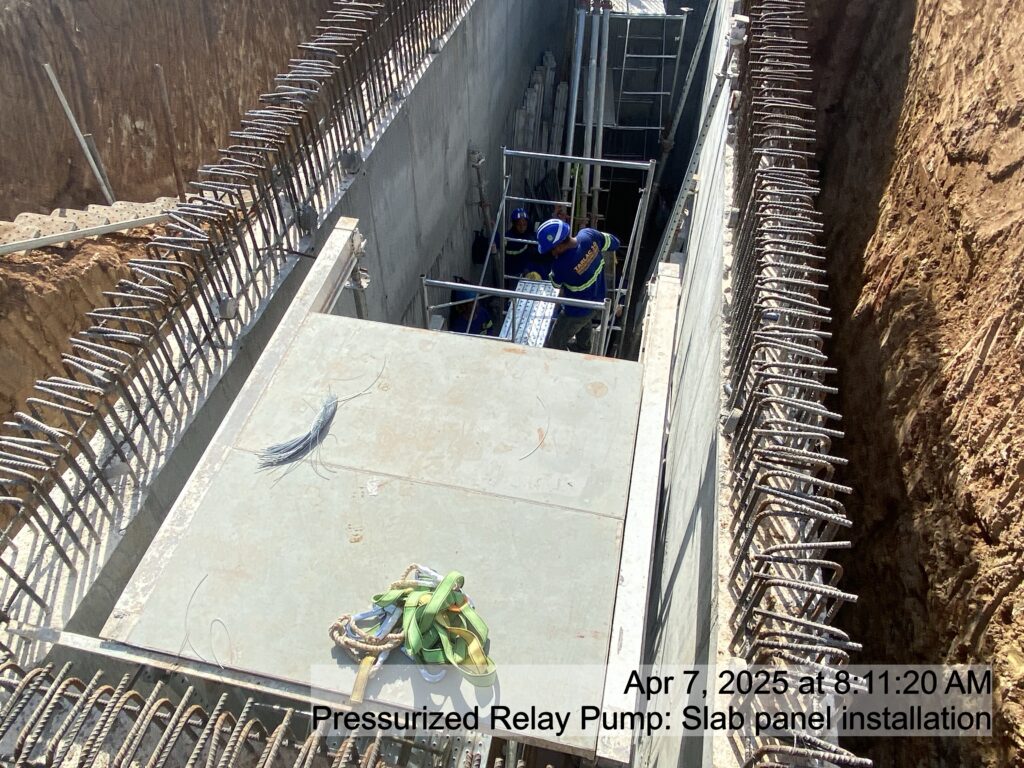 pressurized relay pump: slab panel installation