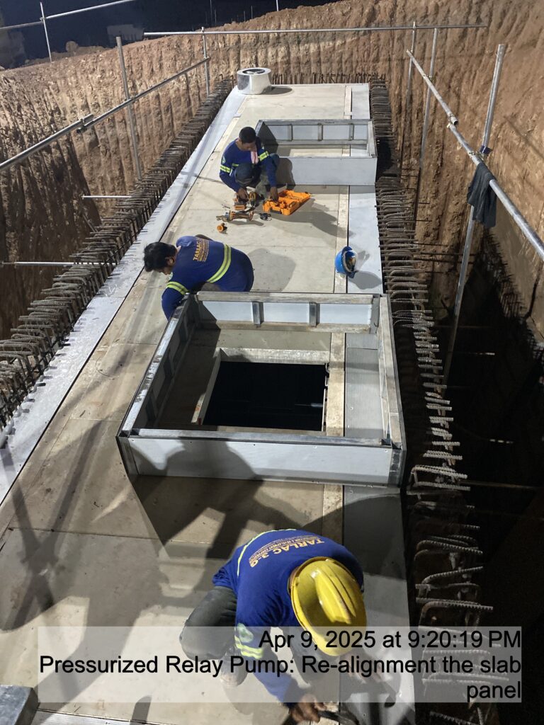 pressurized relay pump: re alignment the slab panel