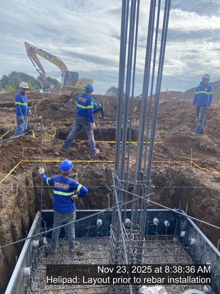 helipad: layout prior to rebar installation