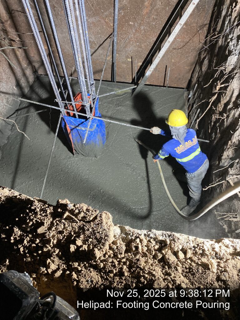 helipad: footing concrete pouring