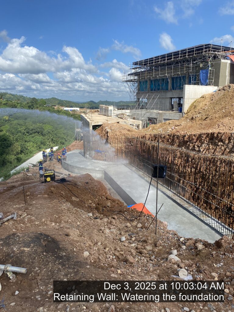 retaining wall: watering the foundation