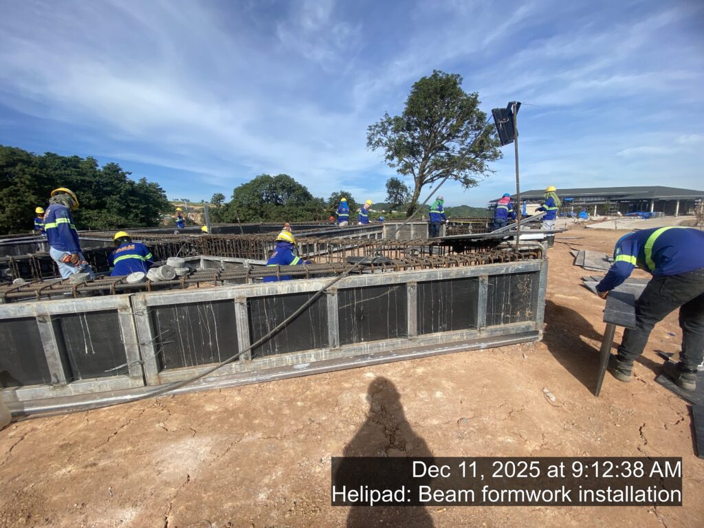 helipad: beam formwork installation
