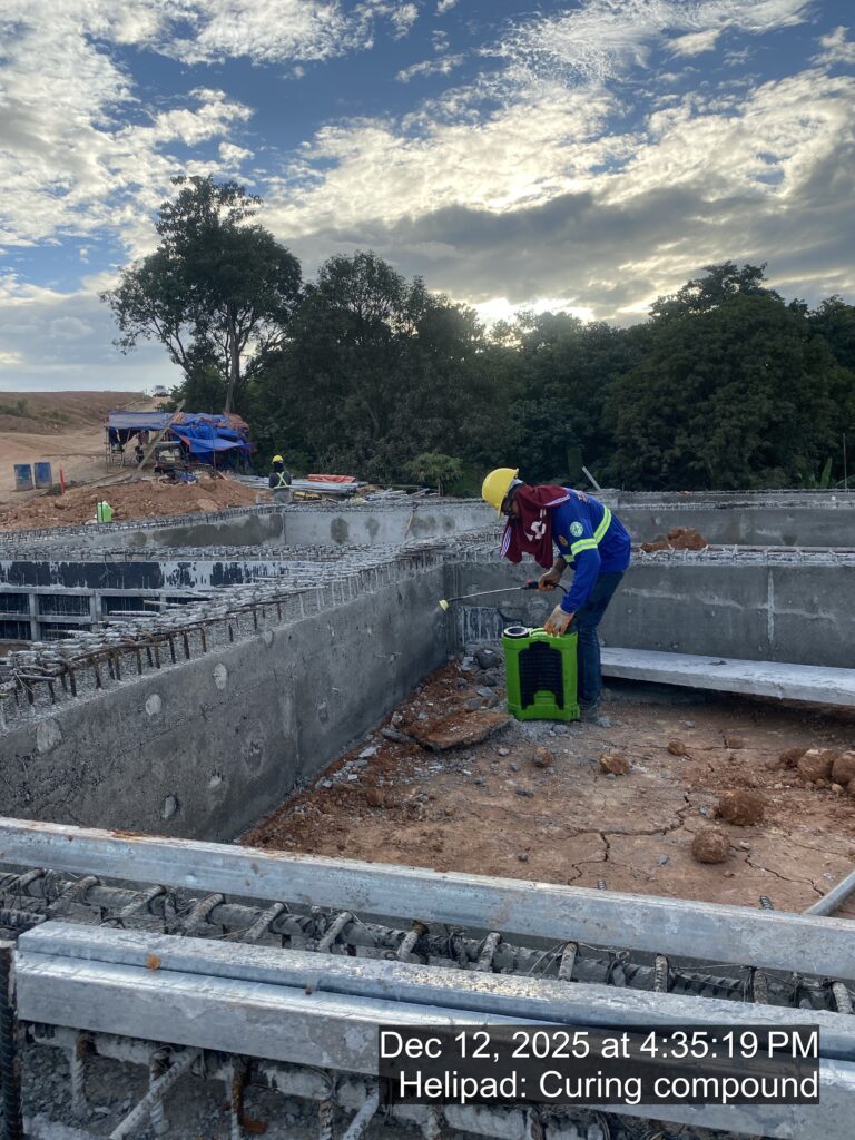 helipad: curing compound