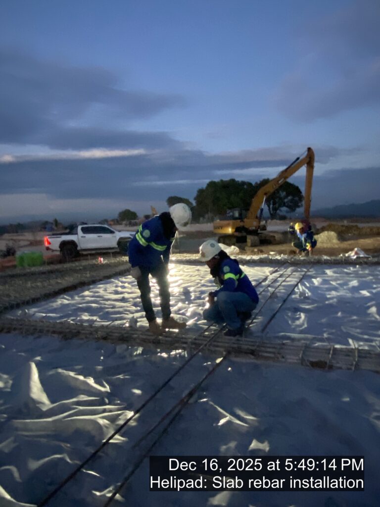 helipad: slab rebar installation