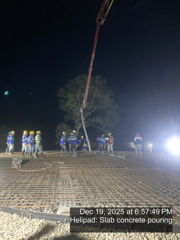 helipad: slab concrete pouring