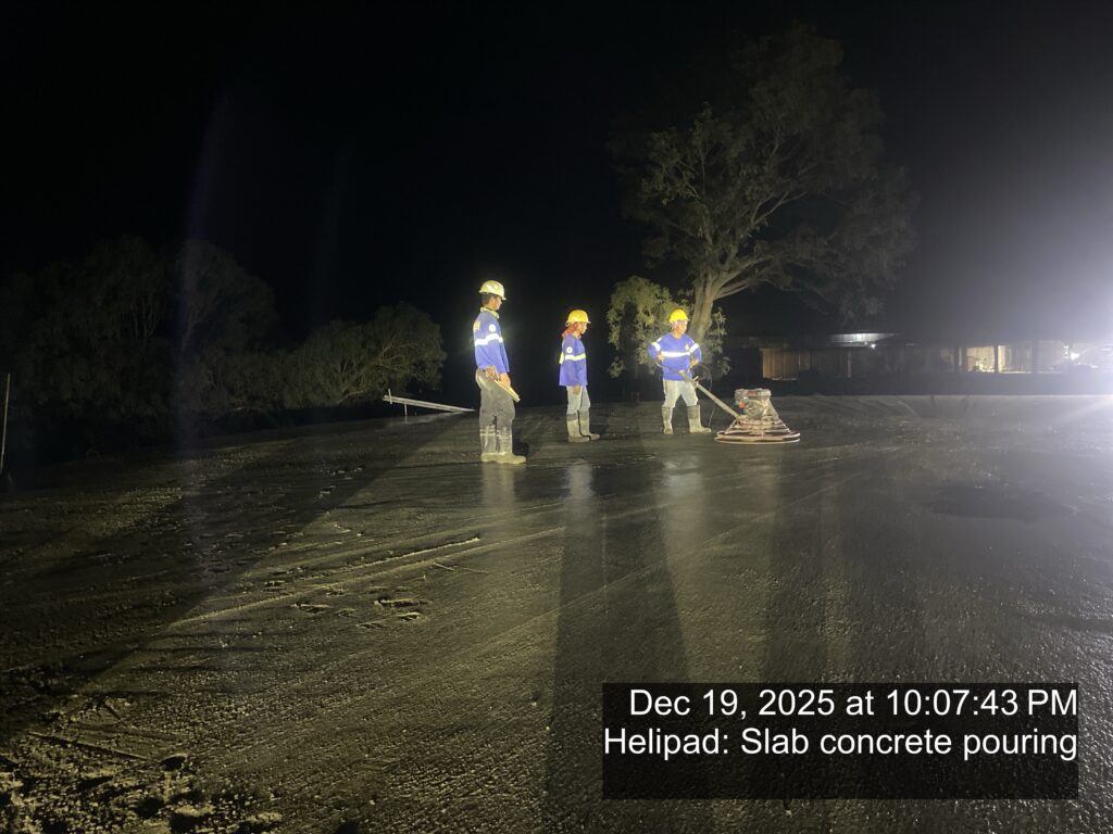 helipad: slab concrete pouring