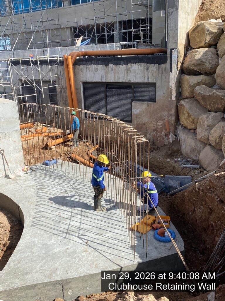 clubhouse retaining wall