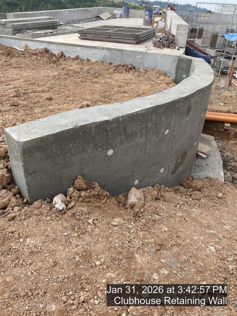 clubhouse retaining wall